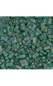 Miyuki half tila 5x2.4mm beads - Matted transparent green ab HTL-146FR